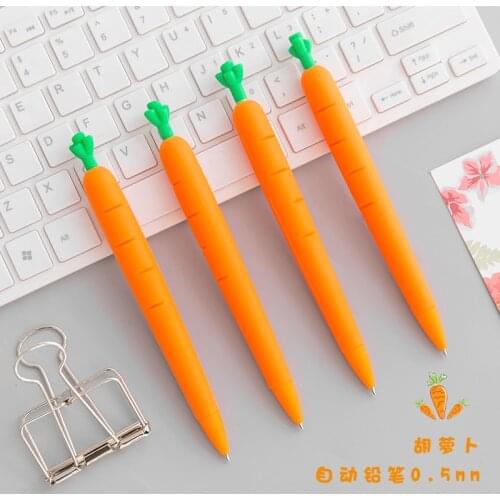 1X Cute Carrot Press Mechanical Automatic Pencil Writing School Office Supply Stationery 0.5mm