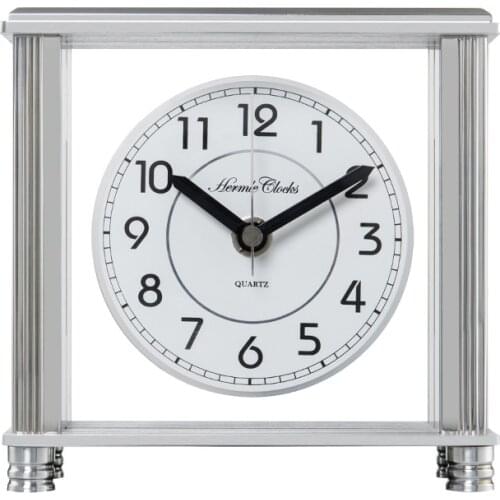 6inch Metal Mute Quartz Desktop Clock Art Creative Home office Decoration Silent Square timepieces Easy to read Battery Operated