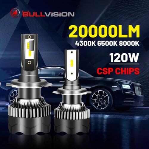 BULLVISION H4 LED Headlight 20000LM CSP Chip H7 H1 H11 H8 H9 9005 9006 HB3 HB4 120W 4300K 6500K 8000K Fog Lights External Driver