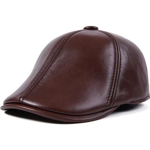 Doitbest Spring Autumn Genuine Leather Baseball Cap Hat Men Women Brand New Warm Real Cow Leather Peaked Caps Cowhide Hats
