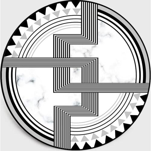 Black and white geometric Imitation floor mat marble Round living room mat Bedroom anti-slip carpet plush custom made rug