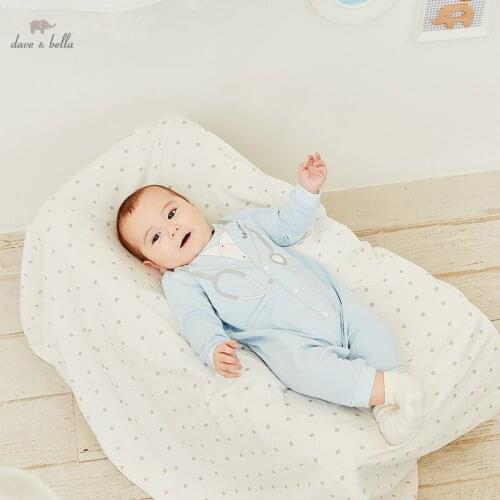 DBH15953 dave bella spring new born baby boys fashion cartoon print jumpsuits infant toddler clothes children romper 1 piece