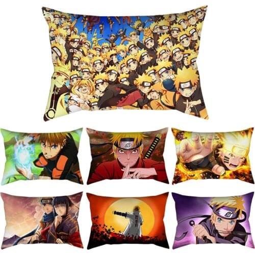 Anime Naruto Cushion Cover Decoration 50*30 Pillowcase figure Naruto Short Plush Pillow Cover for Living Room Sofa Car Gift