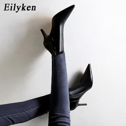 Eilyken 2021 New Women Winter Shoes Fashion Zip Thin High Heels Boots Ladies Sexy Pointed Toe Party Pumps Plus Size 35-40