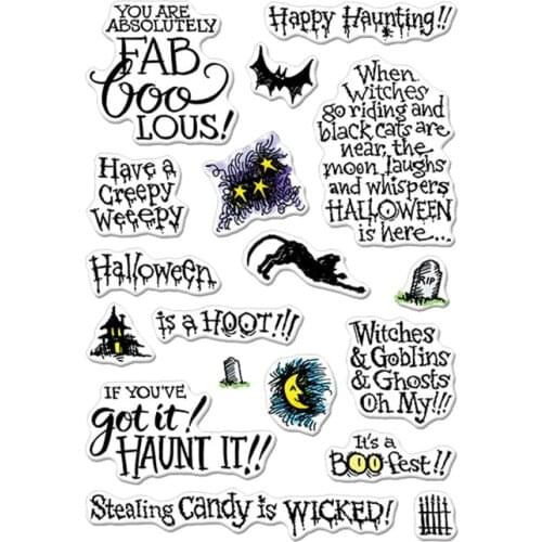 Halloween Phrases Clear Stamps Halloween Phrases&Ornaments For DIY Card Making Kids Transparent Silicone Stamp New 2019