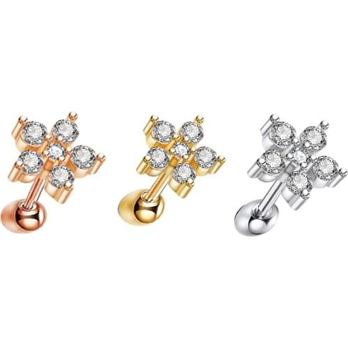 Crystal Zircon Cartilage Earrings Tragus Piercing Helix Stud Wholesales Body Piercing Jewelry Stud Barbell Ear Piercings