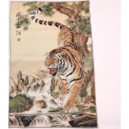 China old Tibet silk Thang ka like hanging painting fengshui tiger statue portrait
