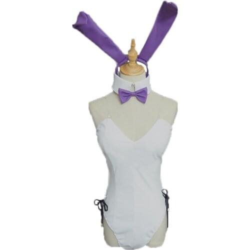 Re Zero Kara Hajimeru Isekai Seikatsu Emilia Sexy Bunny Girl Maid Dress Uniform Cosplay Costumes with ears and socks