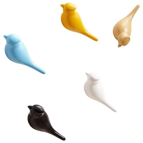 Creative Wall Hooks Bird Decoration Resin Wood Grain Hooks Bedroom Door After The Animals Hooks 3D Coat Hook Single Wall Hanger
