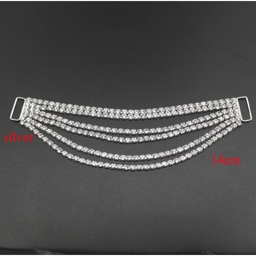 Hot! 10pcs/Set 140mm Long Rhinestone Bikini Connectors/ Buckle Stunning Look Metal Chain For Swimming Wear Bikini Decoration