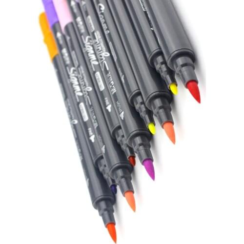 New 24 colors Art Markers Pen Sketch writing pen Double Slider Oil-based Marker Art Painning Drawing school supplies