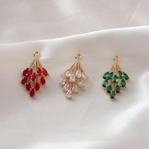 Copper inlaid rhinestone zircon flower plastic pendant diy pendant earrings hand-made material accessories