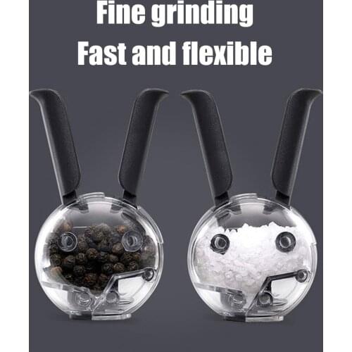 Salt and Pepper Grinder Mini Manual Spice Grinder Multifunctional Kitchen Tools Black Rabbit Ears Design Abrader