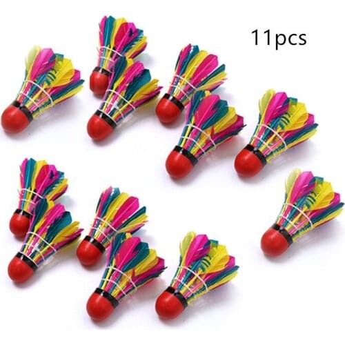 11Pcs Badminton Set Goose Feather Balls Kids Outdoor Game Toy Shuttlecocks Durable Badminton Accessories