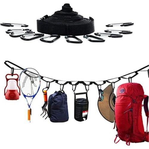 New Travel Portable Nylon Multi-Function Belt Hook Rope With 10 D Buckles + Storage Bag Windproof Clothes Belt