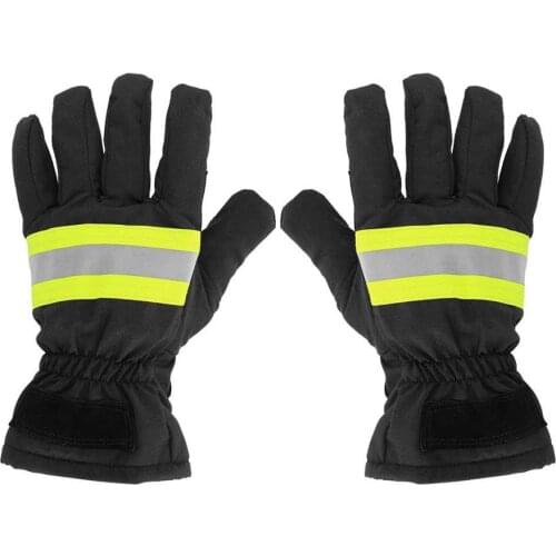 Flame Retardant Firefighting Gloves Heat-Resistant Waterproof Breathable Firefighter Hand Protection Cover Black and Yellow