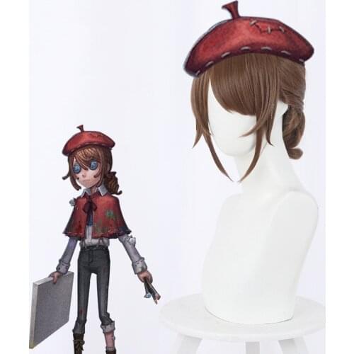 Edgar Valden Cosplay Game Identity V Wig Brown Short Ponytail Heat Resistant Synthetic Hair Halloween Party Costume Wigs