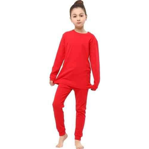 Kids Pajamas Set Children Solid Color Lounge Wear Baby Boys Girls Sleeping Teenager Homewear Cotton Clothes Spring Autumn