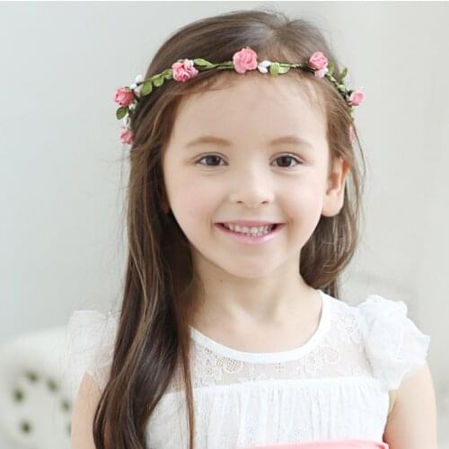 Korean Wreath Flower Crown Wedding Garland Headband Women Forehead Hair Accessories Beach Holiday Party Photo Hair Band Hairband