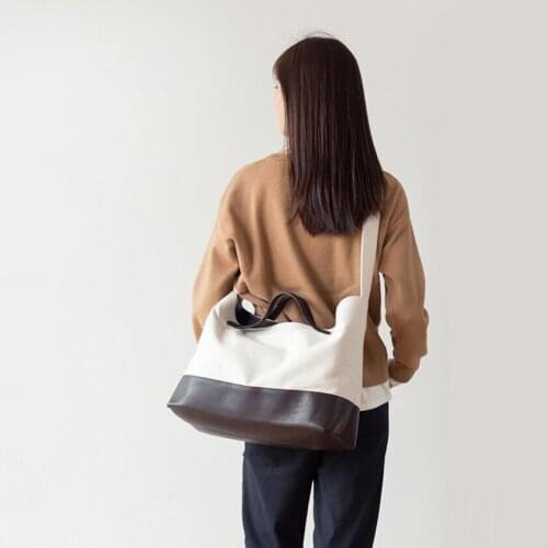 Canvas handbag women one shoulder slant span bag large capacity travel fitness valise Lady daily Commuter handbag