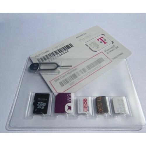 SIM Card Holder Storage Case For 5 Micro Sizes SIM Cards And Phone Eject Pin needle pin tool transparent collection box