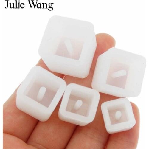 Julie Wang 5PCS 8-16mm Transparent Square Silicone Molds DIY Epoxy Beads Handmade Casting Mould Bead Jewelry Making Tool