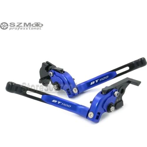 For YAMAHA BT1100 BT 1100 2003-2004 Front Rear Brake Lever Motorcycle Adjustabale Folding Extendable With Logo Blue Red