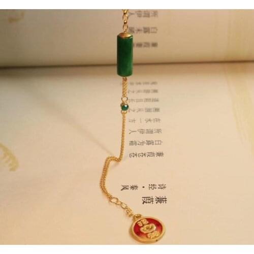 S925 Sterling Silver Long as Right as Rain Bracelet Natural Hetian Jade Green Jade Lucky Bracelet Palace Style Retro Ornament fo