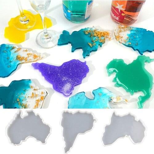 Seven Intercontinental Continents Map Resin Silicone Mold for Casting Coaster Diy Coasters Mould Jewelry Making Tools