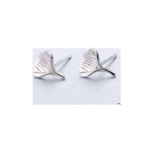 925 Sterling Silver Ginkgo Biloba Stud Earrings For Women Casual Style Girl Earings Personality Jewelry