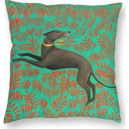 Sihthound Greyhound Flowers Art Cushion Cover Two Side Printing Dog Animal Throw Pillow Case for Car Cool Pillowcase Home Decor