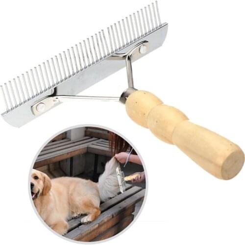 T-Shape Pet Dog Needle Comb Dog Cat Shedding Grooming Long Hair Fur Brush Stainless Steel Rake Tool And Wood Handle Pet Supplies