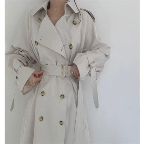 England Style Chic Design Simple Solid X-long Trench Coat for Ladies Elegant Fashion Simple Design Coat 2020 New Arrival Women