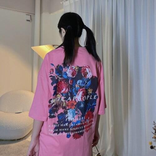 Harajuku Street retro flower short sleeve T-shirts for women tees