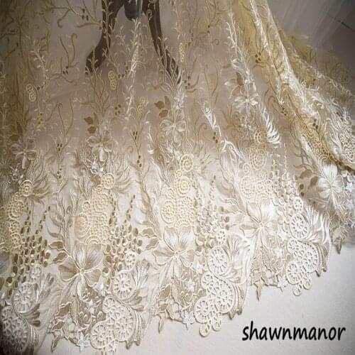 100cm*135cm High-end Embroidered Lace Fabric FOR Wedding Dresses Trim Sewing DIY Accessories 8 Colors
