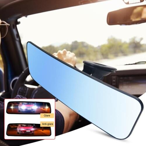 360 Degree Rotate Rear View Mirror Universal Car Truck Interior Anti-glare Rear View Mirror With Suction Cup Blue Reverse Mirror