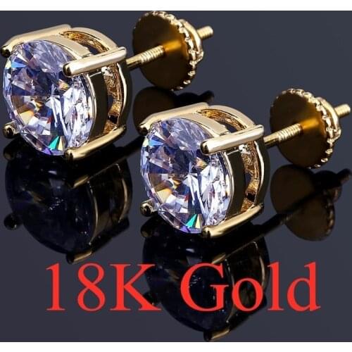 6mm/8mm Round Cut White Sapphire Diamond Helix Stud Earrings Women Luxury Engagement Wedding Earrings