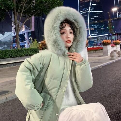 2020 Women Down Coat Short Jacket Winter Real Fox Fur With Hooded White Duck Down Coat Warm Parkas Thick Snow Outwear Beautiful