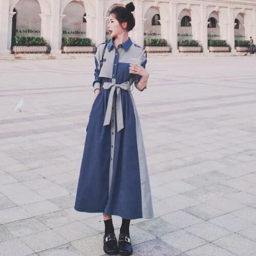 French BellflowerLong-Sleeved Shirt Dress Women 2021 Spring Autumn New Ladies Temperament Thin Velvet Female Long Skirt L240