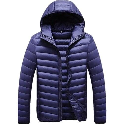 Winter Warm Casual Jacket Parkas Men Fashion White Duck Down Men Parkas Windproof Thick Hooded Slim Solid Coat