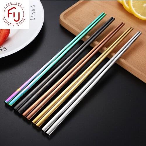 1 Pair Stainless Steel Chopsticks Metal Chop Sticks Tableware Silver Gold Multicolor Fashion Wedding Party Festival Supplies