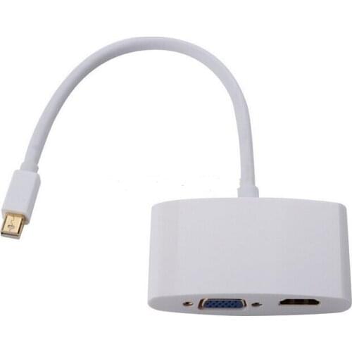 2 in 1 DisplayPort mini DPTo HDMI VGA Adapter Cable for MAC Macbook Pro Air Apple computer 100PCS