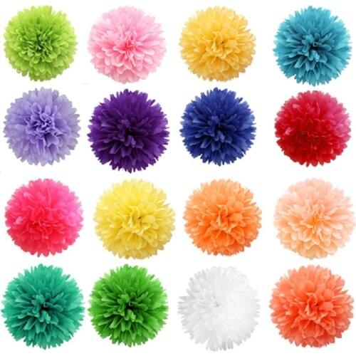5pcs 13cm Wedding Decorative Artificial flowers Tissue Paper Pom Poms Paper Flowers Ball Pompom Birthday Party Home Decor