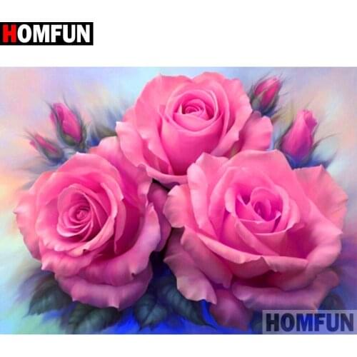 HOMFUN Full Diamond Embroidery Diy 5D Diamond Painting Cross Stitch "Rose flower" Full Drill Home Room Decor A27246