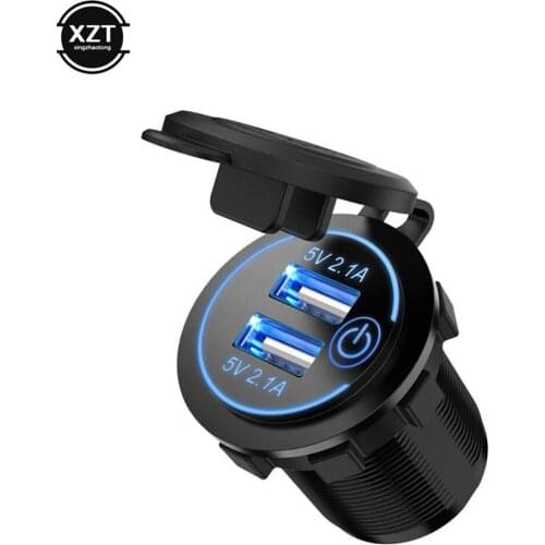 4.2A Dual USB Fast Charger with Switch Socket Power Outlet Adapter Waterproof Dual USB Ports for Marine RV Boat Motorcycle Truck