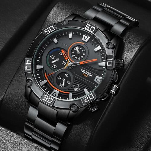 New Arrival NIBOSI Mens Watches Top Brand Fashion Auto Date Quartz Watches Men Waterpoof Chronograph Watch Relogio Masculino