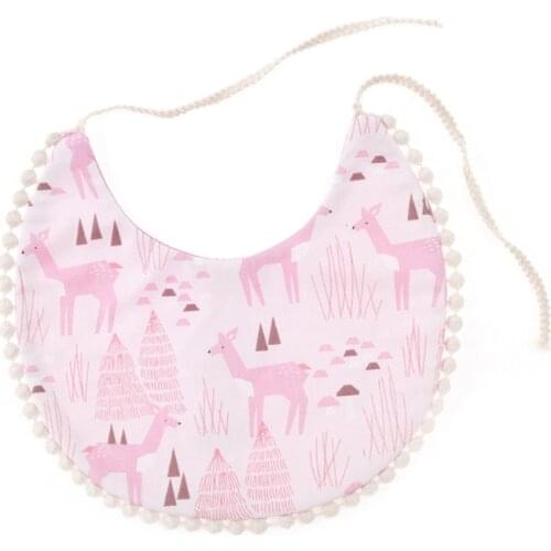 Baby Cotton Printing Bibs Newborn Feeding Bandana Lace Tie Saliva Towel Scarf for Infants Shower Gift