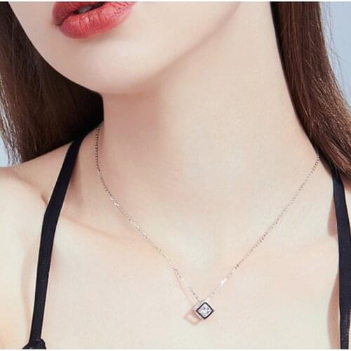 AliExpress explosion-proof fashion love cube three-dimensional necklace wild rhinestone small square short clavicle chain wholes
