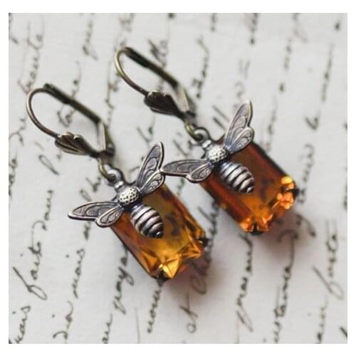 Crystal Bee Drop Earrings,Christmas Animal Jewellery, gifts for her, Bee gifts, Bee Jewellery,Drop Earrings