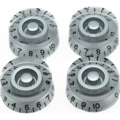 KAISH Set of 4 Silver LP Guitar Speed Knob Control Knobs